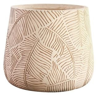 RUNZE765Z Maceta Interior Maceta Circular Extragrande de Barro de magnesio de 35 cm de diámetro for Interior, Sala de Estar, balcón, Suelo, Maceta pequeña for árbol. Jardineras Exterior(Beige)