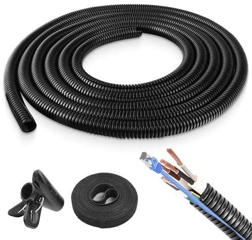 Cable Tidy Sleeve, Cable Protector Animal Proof Wire Loom for TV PC, Pet Proof Cord Organizer, Anti-Trip Home Office(13mm x 3m, Black)
