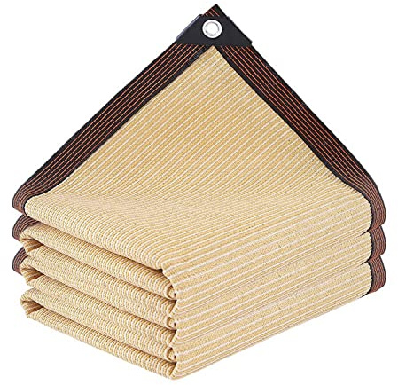 Vela ombreggiante con protezione UV, 4 x 5 m, 90% traspirante, per patio, balcone, giardino, baldacchino da esterno beige, perfetta per protezione solare e soluzioni ombreggianti