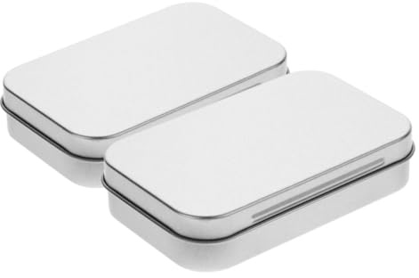 VALICLUD 2 piezas Caja Metálica Rectangular con Tapa Abatible de Cajas de Almacenamiento Portátiles Latas de Hojalata para Diseño Elegante y Compacto para Viaje y Organización Diaria