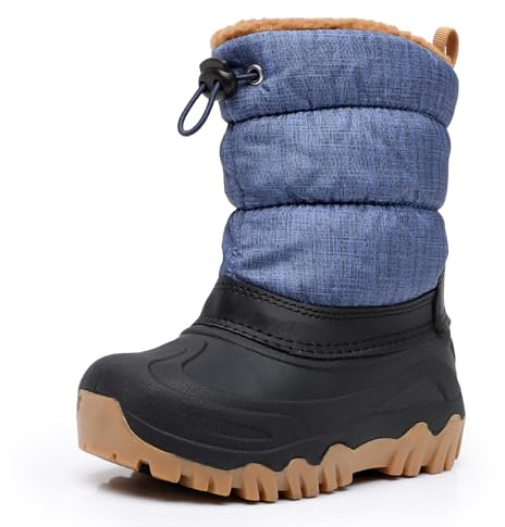 Ahannie Kids Boys Winter Snow Boots Waterproof Anti-Slip Warm Outdoor Shoes(Toddler/Little Kid/Big Kid)(Blue-3)