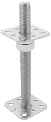 BRESKO Pfostenträger Höhenverstellbar Stützenfuß Pfostenschuh verstellbar verzinkt (SIlber, M24 80x250 mm)