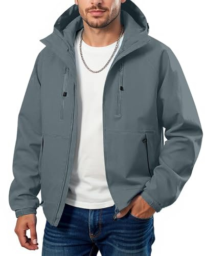 Generico Parka Uomo Invernale Running Giubbotto Winter Rain Elegante Giacca Impermeabile Da Lavoro Montagna Moto Bici Autunno Tuta Cappotto Grigio XL