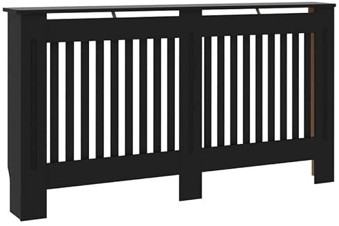Cache-radiateur noir 152 x 19 x 81,5 cm MDF laqué à base d'eau – Durable et respectueux de l'environnement pour salon et chambre à coucher