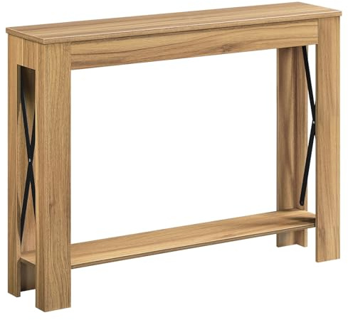 YATINEY Mesa de Consola con Almacenaje, Mesa de Sofá de Estilo Rústico, Mueble Estrecho de Recibidor, para Pasillo, Entrada de Escalera, Entrada, Marrón Claro XCT34VV