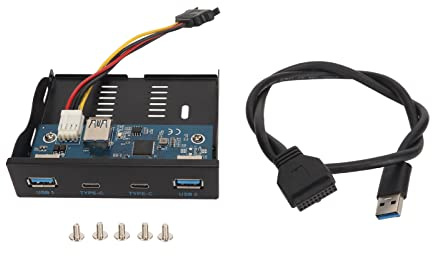 Tomantery USB 3.1-Frontplatten-Hub, Hohe Geschwindigkeit, Stabil, 900 MA, 4 Anschlüsse, 5 Gbit/s für Desktop-Gehäuse (2U+2C 19PIN)