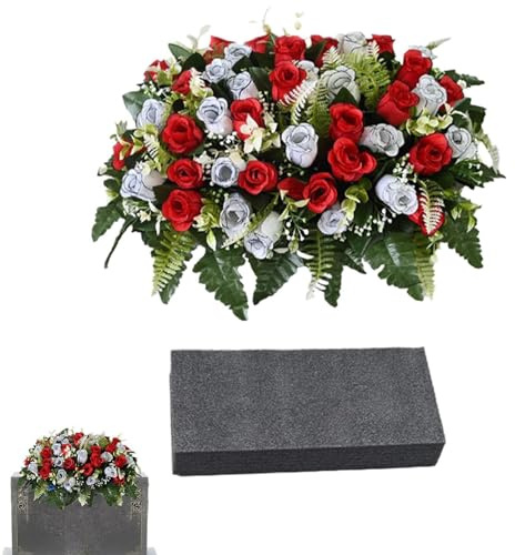 Yiohejy Friedhofssättel für Grabsteine | UV-beständige Rosen Gedenkgesteck,Künstliche Blumen Für Die Grabdekoration,für Grabsteine, Grabstätten, Beerdigungen, und Trauerkränze, Garten, Hof,