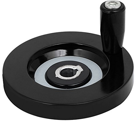 Sourcingmap 10mm Bore 80mm Outer Dia Revolving Handle Lathe Hand Wheel Machinery Tool Black
