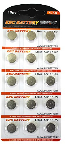 EBC Battery Multi-Pack LR44 AG13 Premium Alkaline 1.5 Volt Non Rechargeable Round Button Cell Batteries for Watches Clocks Remotes Games Controllers Toys & Electronic Devices