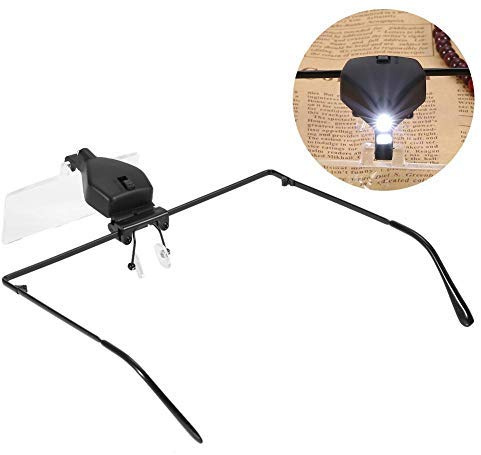 Lupenbrille, Lupenbrille Mit Led, Kopfband Led Leuchtlupe (1,5X 2,5X 3,5X) Zur Wimpernverlängerung, Brillenträger, Lesen, Handwerk, Juweliere, Nähen, Und Reparatur
