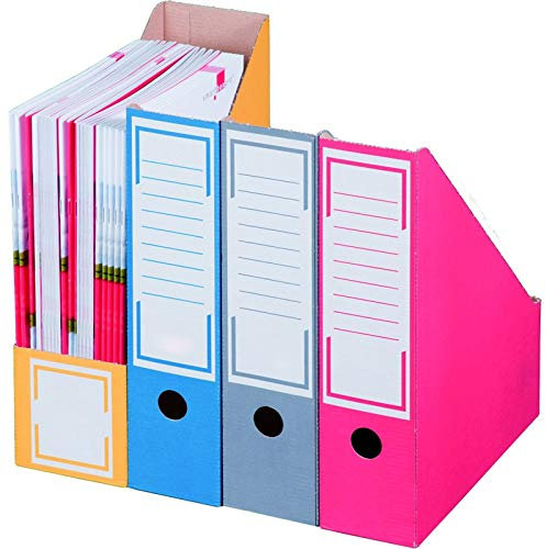 KK Verpackungen® Archiv-Stehsammler | 20 Stück, Stehordner mit großem Beschriftungsfeld & 100mm Rückenbreite | Zeitschriftensammler aus Wellpappe mit Griffloch auf Vorderseite in Rot