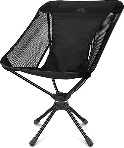normani Campingstuhl Drehstuhl 360-Grad-Drehung Faltstuhl mit Drehgelenk und Netzfutter Anglerstuhl Belastbarkeit 120 Kg/Gewicht: 1116 g Schwarz OneSize