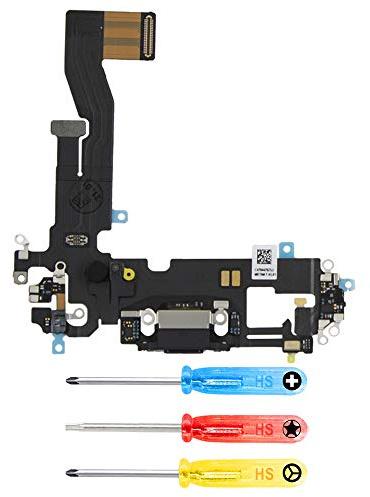 MMOBIEL Connettore dock compatibile con iPhone 12/12 Pro 2020 - Cavo flessibile per porta di ricarica - Porta cuffie/microfono/antenna di ricambio - Incl. Cacciaviti - Nero