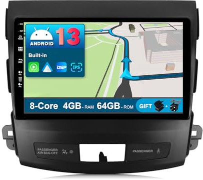 JOYX Android 12 Bilradio för Mitsubishi Outlander (2008–2015) - [4G+64G] - Inbyggd DSP/Carplay/Android Auto - 2 Din - 9 tum IPS - GRATIS MIC-kamera - stöd för dab ratt WLAN 4G 360-snabbkamera
