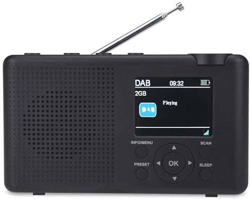 REFLEXION TRA23DAB/GR, Tragbares UKW Radio mit DAB/DAB+ (16 Watt) Farbdisplayanzeige, Netz- und Batteriebetrieb, 40 Senderspeicherplätze, Schwarz