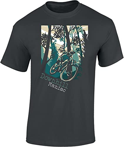 Baddery Fahrrad T-Shirt Herren - „Downhill Maniac 2“ (Dark Grey L)