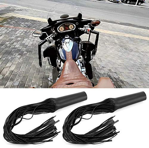 Frange con Nappe per Manubrio Moto, Leva Frizione Freno in Pelle Moto con Frange, Impugnature in Pelle PU Nera Nappa per Accessori di Modifica Moto Manubrio da 1 Pollice
