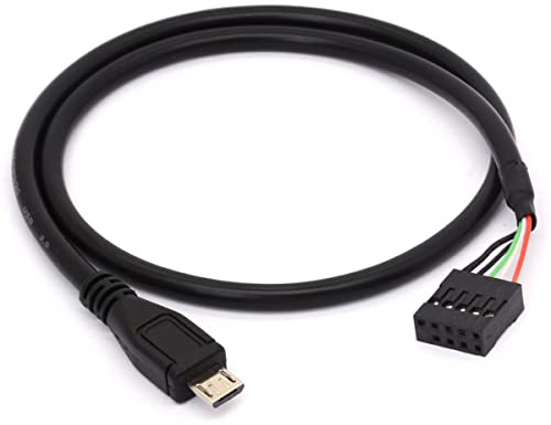 Tomost 9-poliges USB-Motherboard-Buchsenleiste auf Micro-USB-Stecker, Adapter, Dupont-Verlängerungskabel, Micro-Stecker auf 10-polige Buchse, USB-Dupont-Kabel (50 cm)