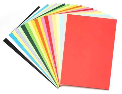 Carehabi Cartulinas Colores A4 180 g/m² 20 colores, 80 hojas de Papel de Color para Fotocopiadora, Manualidades Niños, decoración, Artesanía