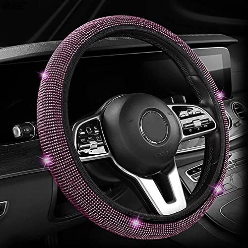 LUMoony Auto-Lenkradhülle für Damen 38 cm Universal Lenkradhülle Glitzer Lenkrad Abdeckung Passform Auto Lenkradabdeckung Auto Innendekoration Zubehör Bling Lenkradbezug Auto