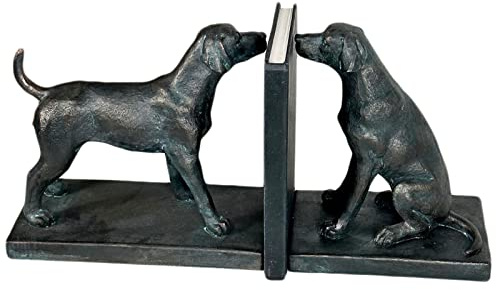 Hunde-Buchstützen, 2 Stück, schwarzes Harz, Tier, schwer, Büro, Labrador, Bücherregal-Stopper