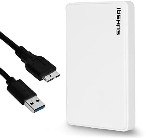 SUHSAI 1 TB Externe Festplatte USB 3.0 2,5 Zoll für PC - Weiß | Tragbare externe Festplatte, Speichermedium, USB-Festplatte kompatibel mit Spielekonsole, Mac, Laptop, Desktop-PC
