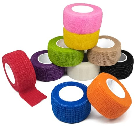 10 Rouleaux Coloré Bandage Autoadhésif Strap Doigt Bande Cohésive Elastique Pansement Chien Cohesif Bande Cohésive Medical Vétérinaire