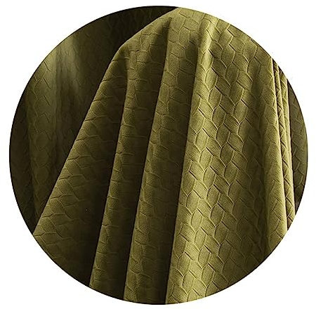 Mesnt Verdunkelungsvorhang Isoliert, Gittergestrickter, strukturierter, wärmeisolierter Verdunkelungsvorhang für das Schlafzimmer aus Flanell, Grüne Ösen, 107x160CM-2 STÜCK