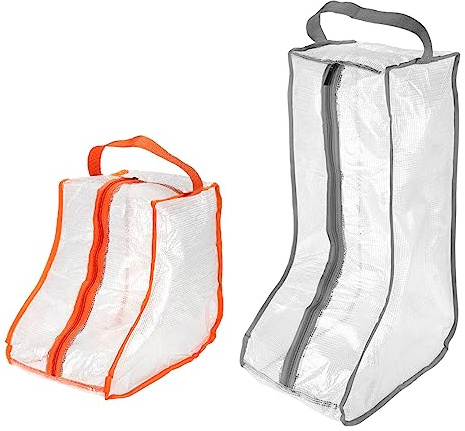 PATIKIL Stövlar förvaringsväska 2-pack dammskydd stövlar skydd väska lång/kort stövlar bärkassar för hem resor grå orange, Grå orange