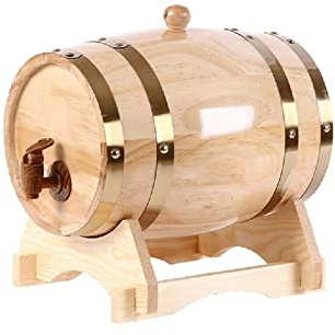YANGUANG Weinfass Eichenfass Holzfarbe 3L/5L/10L Dispenser for Whiskey，Holzfass Whiskyfass Eichenfass Weinfass，Whiskey-Fass Spender Eiche Barrels Home Wine Eimer for Wein，Spirituosen(Size:3L)
