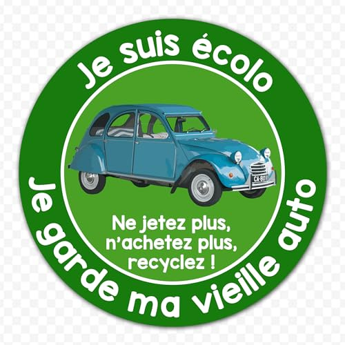 Autocollant sticker vignette critair Je suis écolo je garde ma vieille auto voiture