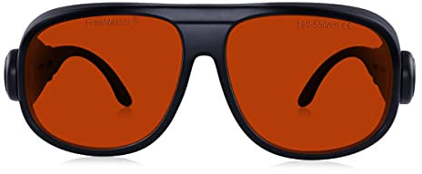FREEMASCOT Professionelle Laserschutzbrille OD 6+, 190-550nm Wellenlänge Violett/Blau/Grün, für 405nm, 445nm, 450nm, 473nm, 532nm Laser (Style 1B)