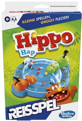 Hasbro Gaming Jeu Hippos gloutons édition Voyage, Jeu Portable pour 2 Joueurs, Jeu de Voyage pour Enfants dès 4 Ans, inclut 2 hippopotames gobe-Billes (Version néerlandaise)