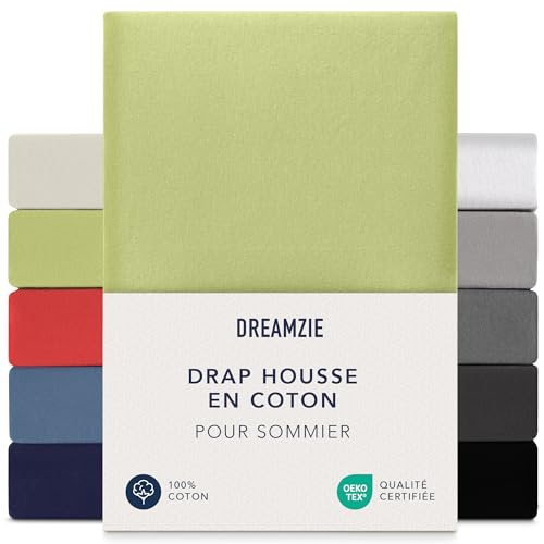 Dreamzie Premium Spannbettlaken 140x200 cm - 160x200 cm - 37cm Seitenhöhe - auch für Boxspringbett & Wasserbett - Bettlaken Boxspringbett 100% Jersey Baumwolle, 150 g/m² - Oeko-TEX - Grün