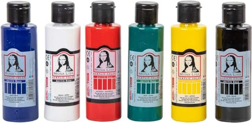 SÜDOR Acrylfarben-Set für Kinder und Erwachsene. 6 Farben je 60ml. Hochpigmentierte und deckende Malfarben für Leinwand, Holz, Stein, Papier, Metall. (Grundfarben)