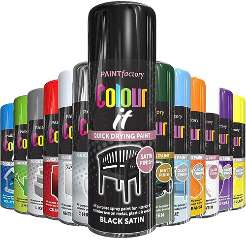 AlezyB 1x Black Satin All Purpose Spray Paint 400ml Professional Quality and Fantastic Finish, Interior, Exterior, Household Multipurpose Spray for Metal | Plastic | Wood | Glass