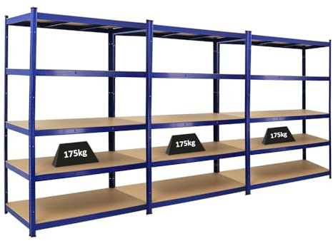 PROREGAL Mega Deal 3X Schwerlastregal Taurus Blau 180x120x60cm mit Fachlast 175kg Kellerregal, Steckregal, Garagenregal, Lagerregal