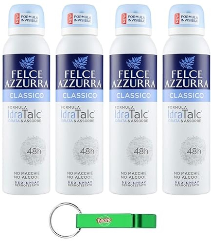 Felce Azzurra - Deodorante Spray Classico Formula IdraTalk, efficacia 48 ore, senza macchie, 150 ml + portachiavi Beni Culinari