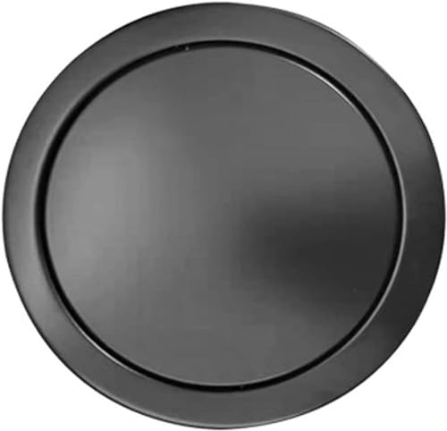 Tapa de cubo de basura, cubierta redonda empotrada para encimera, tapa de basura con solapa oscilante, cubierta de desagüe integrada cepillada para cocina, oficina, escritorio, color negro mate