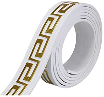 CTRSM Tapetenränder, Selbstklebende, Flexible Zierleiste, Tapetenbordüren for Abziehen und Aufkleben, PVC-Streifen, dekorative Bordüren for Wandkanten, Gold(Color:Outline Gold)