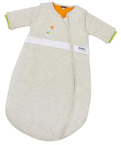 Gesslein Baby Schlafsack Bubou, Ganzjahres-Schlafsack mit Temperaturregulierung (optimale Passform, langer Reißverschluss, 70),beige mit Bär Motiv