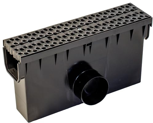 ScarMaxx Hofablauf Hofsinkkasten - Fangkorb A15 Gully Stegrost - Kompatibel mit dem 115-mm-System - Kunststoff - Polypropylen (PP) - 2 x Anschluss für KG-Rohr DN110 - Designrost Bienenwabe Schwarz