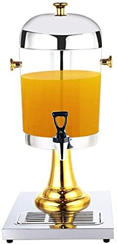 WHITEUQ Dispensador de Cerveza, Barril de Cerveza, dispensador de Bebidas, máquina expendedora Comercial de Bebidas de Frutas de 8 litros, máquina expendedora de Bebidas de té Helado (Oro 26x35x58cm)