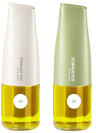 YARRAMATE Dispenser Automatico per Olio d'Oliva Da Cucina, 500 Ml, Bellissimo Contenitore per e Aceto, Contenitore Per, per Salsa Di Soia (verde e bianco)