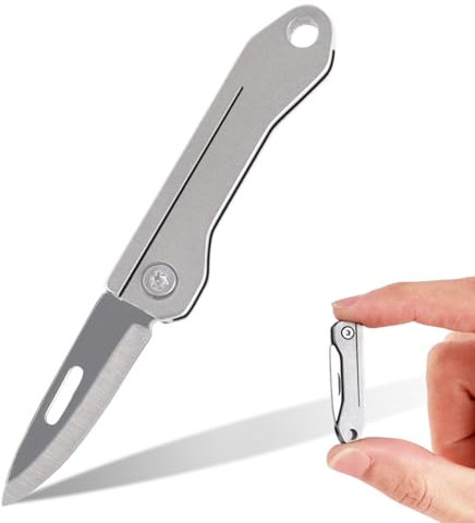 PAYFULLY Coltellino Tascabile, Coltellino Portachiavi in acciaio inox, Coltello da tasca, Mini Coltello Tascabile per campeggio, escursionismo, caccia, ecc.