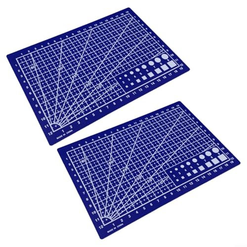 Quilt-Schneidematte, A4/A5, selbstheilend, drehbar, einseitig, PVC, Bastelwerkzeug zum Nähen, Papierschneiden, Schnitzen, vielseitig einsetzbar, leicht, blau, gelb, grün, 2 Stück (2 Stück A5 blau)