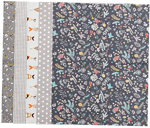 BELLIFFY Baumwollstoff 5 Bögen Quadratische Patchwork Bastelstoffe