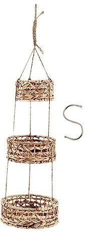 OLSKFUH 1 Set Rattan-Hängekorb, Korb, Pflanzen-Ausstellungskorb, Hängetöpfe, Hängekörbe Für Pflanzen, Hängepflanzentöpfe Für Den Innenbereich, Sukkulenten, Wandkorb, Geflochtene,
