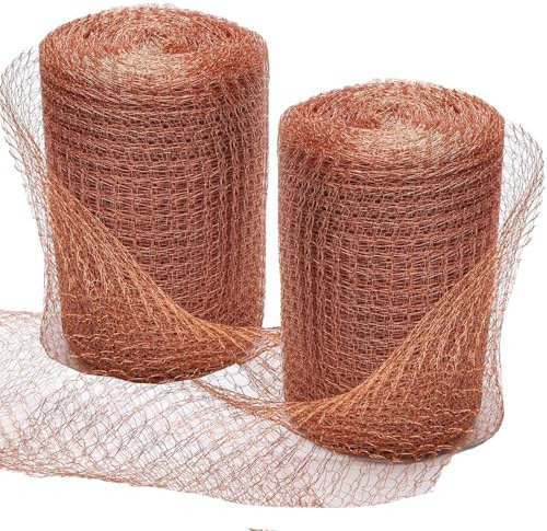 Kupfergeflecht,YouXiaor 2 Rolle Kupferband Gegen Schnecken Kupfer Mesh Schneidbares Gartennetz Kupferwolle Metall-Stopper Netz Pflanzenschutznetz für Haus Garten Hof Wildtier-Kontrolle (12M