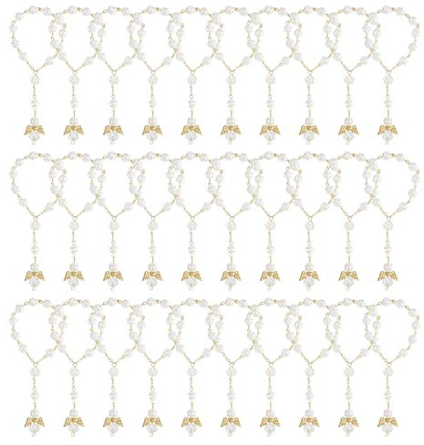 Cpolebev 30 StüCk Taufe Rosenkranz Acryl Rosenkranz Perlen Mini RosenkräNze für die Erste Kommunion Taufe Gastgeschenke